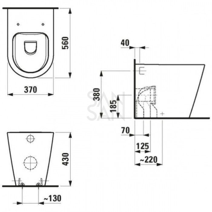 Põrandale toetuv seinapott Laufen Kartell Rimless 823336 - Seinapotid ...
