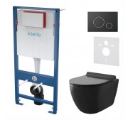 Seinasisese WC-raami komplekt Kielle Genesis + Gaia + Gemini II mattmust 30505SS09
