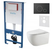 Seinasisese WC-raami komplekt Kielle Genesis + Gaia + Gemini II mattmust 30505SS26