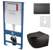 Seinasisese WC-raami komplekt Kielle Genesis + Gaia + Gemini III mattmust 30505SS33
