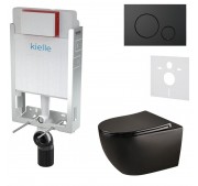 Seinasisese WC-raami komplekt Kielle Genesis + Gaia + Gemini IV mattmust 30505SZ32