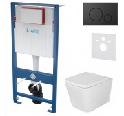 Seinasisese WC-raami komplekt Kielle Genesis + Arkas I + Gemini IV mattmust 30505SS37