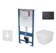 Seinasisese WC-raami komplekt Kielle Genesis + Arkas I + Gemini II 4in1 mattmust/kroom