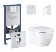 WC-komplekt Grohe Rapid SLX + Euro Ceramic + Arena Cosmopolitan vertikaalne valge