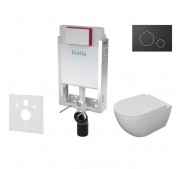 Seinasisese WC-raami komplekt Kielle Genesis + Gemini II mattmust/kroom 4in1