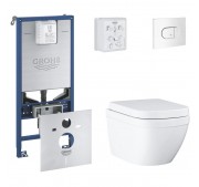 WC-komplekt Grohe Rapid SLX + Euro Ceramic + Arena Cosmopolitan horisontaalne valge
