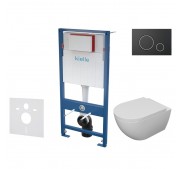 Seinasisese WC-raami komplekt Kielle Genesis + Gemini II mattmust/kroom 4in1