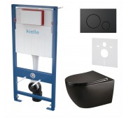 Seinasisese WC-raami komplekt Kielle Genesis + Gaia + Gemini IV mattmust 30505SS32