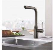 Köögisegisti Grohe Essence Brushed Hard Graphite väljatõmmatava käsidušiga