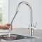 Köögisegisti Grohe Blue Home C Supersteel väljatõmmatava käsidušiga + veefilter + jahuti + gaasiballoon